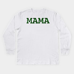 Mama Green Plaid Kids Long Sleeve T-Shirt